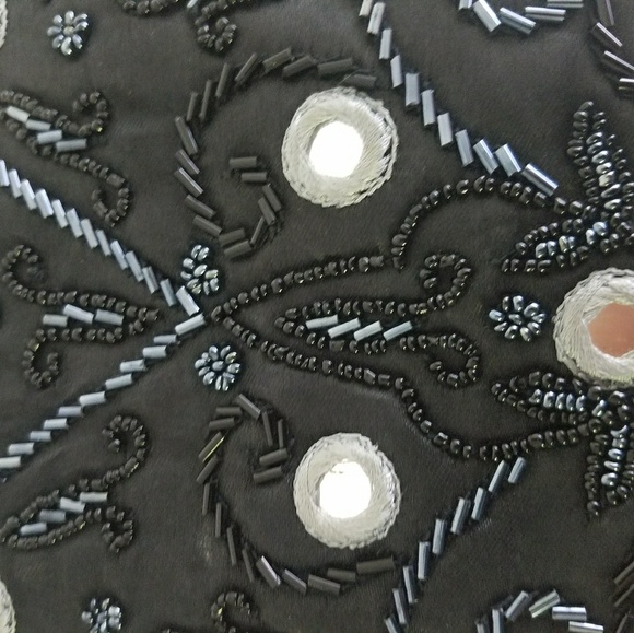 Black embroidered & mirror work crossbody bag - Picture 3 of 3